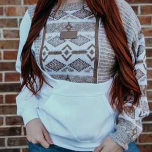 Vintage sweater x hoodie with wrangler patch